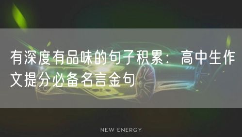 有深度有品味的句子积累：高中生作文提分必备名言金句