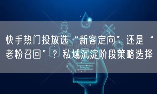 快手热门投放选“新客定向”还是“老粉召回”？私域沉淀阶段策略选择