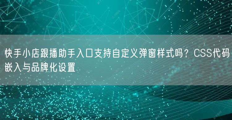 快手小店跟播助手入口支持自定义弹窗样式吗？CSS代码嵌入与品牌化设置